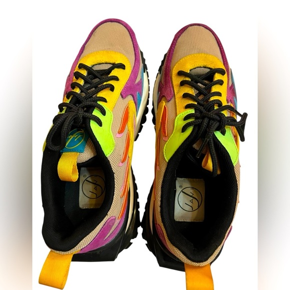 Vibrant Purple and Yellow Sneakers with Chunky Soles - Picture 2 of 10